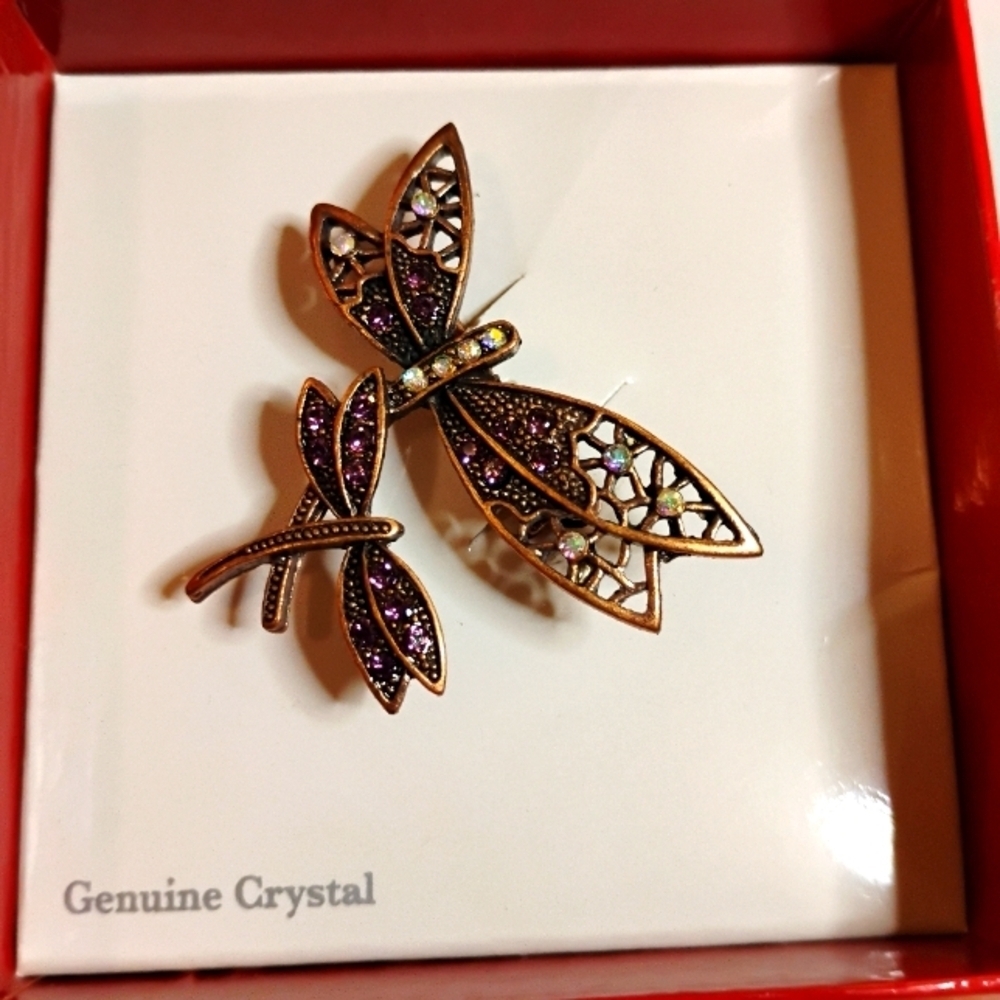 Genuine Crystal Dragon Fly Brooch